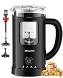 Morpilot Milchaufschäumer Elektrisch, 130-600ml 550W, 4 in 1 Milchschäumer für Heißer und Kalter, Visuelles Glas, Latte-Design, Schwarz
