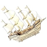 MUCKLILY Holzpuzzle Segelboot Modell DIY Holzspielzeug für Erwachsene Handgefertigtes Segelschiff Puzzle mit Glatten Kanten Fördert Konzentration und Koordination Dekoratives Schiffsmodell