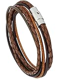 Simaru Armband echtes Leder mit Edelstahl Magnetverschluss, Unisex Lederarmband Made in EU, Wickelarmband für Damen & Herren, hautfreundlich