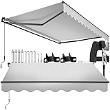 tectake® Gelenkmarkise, Markise ausziehbar mit Gelenkarm, Sonnenmarkise mit Wandhalterung, Sichtschutz Garten, Sonnenschutz Balkon, Markisen für Terrasse, Fenstermarkise - hellgrau, 250 x 200 cm