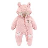 Baby Schneeanzüge Winter Overall mit Kapuze Fleece Strampler Mädchen Jungen Warm Outfits- Gr. 3-6 Monate (66 cm), Rot