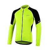 BERGRISAR Herren Radtrikot Fahrradtrikot Langarm Atmungsaktive Leicht Fahrradbekleidung mit 3+1 Reißverschluss Taschen BG012 - Grün - Groß