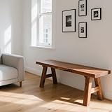 Naturholzbank für den Innenbereich, schlichtes Design mit Maserungen, stabiler Rahmen, perfekt für Küche, Esszimmer, Wohnzimmer, Schlafzimmer, Eingang, Flur