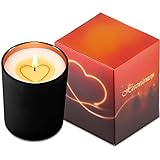 HERZWÄRMER Kerzen mit Herz-Inlay in Marken Geschenkbox Schwarzer Becher, Candle Kerze mit Herz Einlage als Geschenkideen für Frauen, Männer, Sie und Ihn um Halloween Thanksgiving Advent Weihnachten