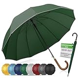 ADRIANO PORCARO® Regenschirm Sturmfest I Ø120cm Schirm I Regenschirm Groß XXL mit Reflektierendem Rand I 12 Streben Stockschirm I inkl. Schirmhülle - Für Herren & Damen I Olivgrün