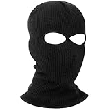 HAGOT 1PCS Balaclava, 2-Loch Sturmmaske, Gestrickte Sturmhaube, Skimütze für Motorrad und Fahrrad, Multifunktionsmaske, Schwarz