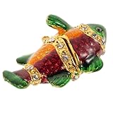 Toyvian Vintage Schmuckkästchen Handbemalt mit Koi Fisch Figur Emailliertes Schmuckkästchen mit Scharnier Multifunktionaler Ring Ohrschmuck Organizer Dekorative Schmuckbox für Damen