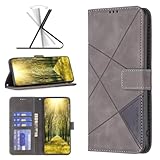 Bnvdfre Handyhülle für Motorola G35 Hülle [Premium PU Leder] [Kartenfach] [Magnetverschluss] RFID Schutzhülle Klapphülle Handytasche Lederhülle Tasche Etui Kompatibel für Motorola Moto G35 5G - Grau