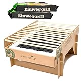 3x BURI Öko Einweggrill Einmalgrill 100% Nachhaltig - Bio Grill rauchfrei 31x24 cm Bambus Kohle und Grillrost, natürlichen Materialien, weniger CO2 Emission, 5 min startklar über 1h Brenndauer