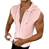 Dasongff Tanktop mit Kapuze, Herren, Sport, Tanktop, Reißverschluss, für Krafttraining, Weste, Tanktop, Herren, ärmellos, T-Shirt, große Größe, Kapuzen-Sweatshirt, Reißverschluss, ärmellos, Fitness