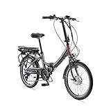 TELEFUNKEN E-Bike Klapprad Elektrofahrrad Alu, 7 Gang Shimano Kettenschaltung - Pedelec Faltrad Leicht, 250 W und 10,4 Ah / 36 V Lithium-Ionen-Akku, LCD-Display, 20 Zoll, Kompakt F810