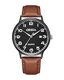 CIVO Herren Uhr Analog Armbanduhr: Groß Zahlen Quarzuhren - Braun Schwarze Wasserdicht Herren Uhren mit Lederarmband