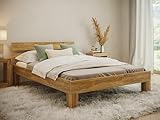 skølm Floki Bett 140x200 cm aus Massivholz – Haupt- oder Gästebett, Doppelbett aus Eiche, Natur geöltes Holzbett, Bettgestell aus Holz, Bed