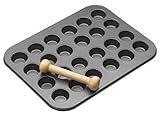 MasterClass Mini-Tortenformen mit Teigstopfer und PTFE-, PFOA- und BPA-freiem Antihaftbeschichtung, 24-Loch-Mini-Tortenform, robuster 1 mm dicker Kohlenstoffstahl, 35 x 27cm (14 x 11''), grau