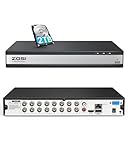 ZOSI 16CH H.265+ 1080P DVR Video Recorder mit 2TB Festplatte und AI-Erkennung, Hybrid 4in1 AHD CVI TVI CVBS, 16-Kanäle Verkabelt BNC Eingang