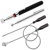 4 Stück Teleskop Magnetstab, Magnet Teleskopstab 60cm Flexibler Magnetheber Magnetstabgreifer Teleskopmagnet Stabmagnet für Aufnehmen von Kleine Teilen Metallgegenstände (3LB 5LB 15LB)