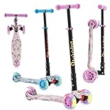 Arebos Cityroller Tretroller Rosa Scooter höhenverstellbar | klappbar | LED-XXL Räder | Tritt-Bremse | für Kinder | bis 50 kg belastbarer Roller | Kickroller | Kickscooter