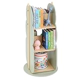 GOPLUS Bücheregal Kinder, 360° drehbares Kinderregal, Spielzeugregal mit 5 Ablagen & Hängehaken, Aufbewahrungsregal für kleinen Raum, Bücherregal für Kinderzimmer, Spielzimmer, Wohnzimmer