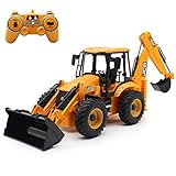 Ferngesteuerter Bagger RC Bulldozer, Fisca 1/20 Skala Frontlader LKW BAU Traktor, 2.4GHz Engineering Fahrzeug simuliert Sound und Licht Spielzeug Auto, Bulldozer Back Hoe Truck, Geschenk für Kinder