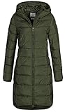Eight 2 Nine Damen Steppmantel LETN-039 Lange Stepp-Jacke mit Kapuze forest night L
