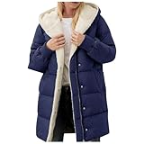 Generisch Wintermantel Damen Winterjacke Warme Gefüttert Steppjacke Lange Daunenjacke mit Kapuze und Reißverschluss Parka Winterparka Einfarbig Mantel Steppmantel Pufferjacke Kurze Winterjacke Damen