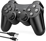 Lunriwis Wireless Controller für PS3, Wireless Double Shock 6 Achsen Bluetooth Joystick Gamepad mit kostenlosem Ladekabel für PS3 Controller
