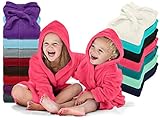 Emily´s Check Kinder Bademantel - Kuschelfleece für Jungen u Mädchen 1522.2202, 9-11 Jahre, pink