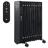 Juskys Elektroheizung Ölradiator 2500W energiesparend - WiFi Steuerung, Fernbedienung, Touch-Display, 24h Timer & 2 Heizstufen - mobil & elektrisch - Schwarz