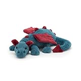 JIIENO Kuscheltier liegender Drache 30cm – Drache Plüschtier Plüsch Spielzeug weich&waschbar Geschenk für Kinder Baby Mädchen Junge(Farbe: Scharlach)