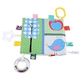 Baby tröstende Taggies Decke Ultraweiches Quadrat Plüsch Baby beschwichtigen Handtücher Cute Cartoon Kinderkrankheiten Tücher Beruhigende Schnuller Sicherheitsdecken Handtuch mit Beißring(#1)
