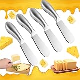 Zeaying 4 Stück Buttermesser Klein,Dessertmesser Klein,Streichmesser,Buttermesser Edelstahl,Butter Knife mit Griff，für Sahne,Käse,Torte,Marmelade,Gebäckherstellung,Küchengeräte 13,3x2,7cm