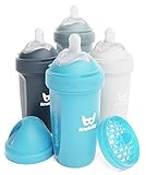 Herobility Doppelte Anti-Kolik-Babyflaschen – 8.5 fl oz/240ml – 4er-Pack – Mehrfarbig baby flaschen – Weiß, Grau, Rosa, Weißdornrose