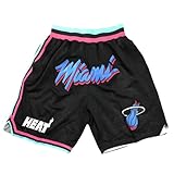 Mengmiao Miami Heat Shorts Herren, NBA Basketball Shorts, Atmungsaktiv und Schnell Trocknend mit Taschen, Sommer Basketball Hose für Training und Outdoor