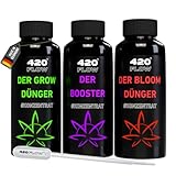 420Flow® Dünger Set Indoor & Outdoor – Hanfdünger für Wachstumsphase & Blütephase Grow, Bloom & Booster Flüssigdünger Komplettpaket Nährstoffversorgung Starter Set (500ml)