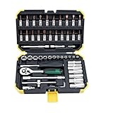 ZHYIBDE 1/4'-Steckschlüsselsatz – 24/72-Zahn-Ratschenschlüssel mit Verlängerung für Autoreparaturen und Haushalt inklusive Aufbewahrungskoffer