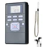 COVVY Tragbares FM-Stereo-Radio mit Kopfhörer, Mini-Digital-Tunning-FM-Transistor-Radio für Walking, Laufen, Joggen grau