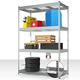 Floordirekt Schwerlastregal Yukon Rivet 180 x 120 x 60 cm, 4 Etagen Verzinkt | Stahlregal mit Gitterböden | 250–350 kg Tragkraft je Etage | Verschiedene Größen & Farben