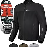 SHIMA OPENAIR Motorradjacke Herren - Leichte, Atmungsaktive Sommer Mesh Motorcycle Stadt Textiljacke Männer mit CE Schulter Ellbogen und Rückenprotektoren, Breitenverstellung (Schwarz, L)
