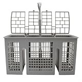 Tidevib Besteckkorb für Bosch für Siemens für Neff für Constructa Geschirrspüler 6 Fächer Kunststoffkorb mit abnehmbarem Griff