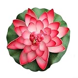 Jotekonoby Große künstliche schwimmende Teichlilien-Pads, Blumen mit realistischem Design für Gartenteiche, Wasserspiele und Aquarien, 28 cm Durchmesser (Gouache)