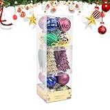 Christbaumkugel | Christbaumschmuck | Vista Print 34x Christbaumkugel Ornament zum Aufhängen - Dekokugel Christbaumschmuck Hängend