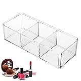 Wattepad-Spender, Acryl, 3 Fächer, Wattestäbchen-Behälter, Badezimmer-Behälter, staubdicht, transparent, rechteckig, Schreibtisch-Aufbewahrungsbox für Badezimmer, Waschtisch, Arbeitsplatte