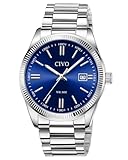 CIVO Herren Uhr Edelstahl Armbanduhr: Einfach Business Wasserdicht Uhren für Männer Blau - Analog Quarz Herrenuhr mit Leuchtend Datum