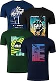 FULL TIME SPORTS Herren T-Shirts 4er Set – Baumwolle, Bedruckt, PRINT-003-PACK-1-XL