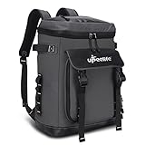Upeelife Kühlrucksack 30L mit Picknickdeck Befestigungsband, Wasserdichter Picknickrucksack Kühltasche Gross Rucksack zum Kühl, Warm und Frisch von Speisen beim Camping Wandern (Grau)