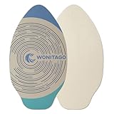 WONITAGO Skimboard mit EVA-Griffpolster und Hochglanz-Klarbeschichtung, langlebige Skimboards aus Holz für Kinder und Erwachsene, 88,9 cm, Blau und Blaugrün