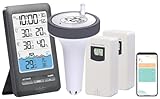 infactory Teichthermometer: Smartes WLAN-Poolthermometer, IP67, 2 Außensensoren, Alarm (Thermometer Pool, Poolthermometer WiFi)