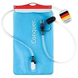 Conquer. Trinkblase 2L mit abnehmbarem Trinkschlauch & Biss-Ventil | BPA-freie Wasserblase als Trinksystem für Trinkrucksack | Joggen, Wandern, Running, Radfahren, Outdoor