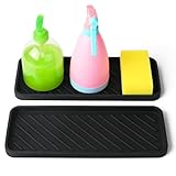 SOSMAR Silikon Abtropfmatte Abtropfgestell Abtropfschale 30,5 x 12cm, Küche Badezimmer Spülbecken Organizer für Schwämme, Spülmittel, Seifen und Shampoo etc. (2 Groß x Schwarz)