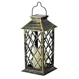 Solar-Laternenlampe - PP-Material, 10,5 x 10,5 x 27 cm | IP44 wasserdichte Solar-Kerzenlaterne mit 1 gelben LED | Polysilizium 2 V 80 mA Panel | 1,2 V 300 mAh wiederaufladbarer Akku | Outdoor Garten
